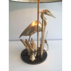 Fine Brass Heron Table Lamp, French Work, circa 1970