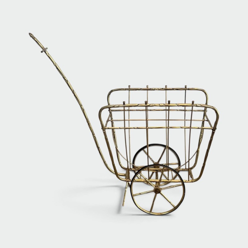Magazine Rack on Wheels in the Form of a Cart in Faux Bamb | Maison Barrois