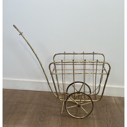 Magazine Rack on Wheels in the Form of a Cart in Faux Bamb | Maison Barrois
