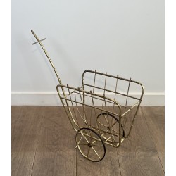 Magazine Rack on Wheels in the Form of a Cart in Faux Bamb | Maison Barrois