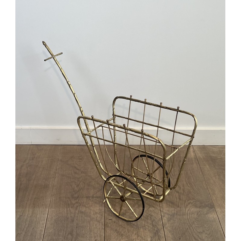 Magazine Rack on Wheels in the Form of a Cart in Faux Bamb | Maison Barrois