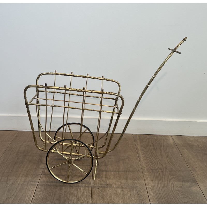 Magazine Rack on Wheels in the Form of a Cart in Faux Bamb | Maison Barrois