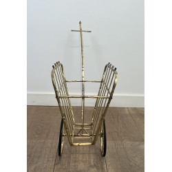 Magazine Rack on Wheels in the Form of a Cart in Faux Bamb | Maison Barrois