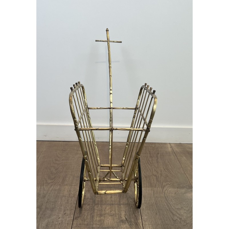 Magazine Rack on Wheels in the Form of a Cart in Faux Bamb | Maison Barrois