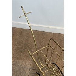 Magazine Rack on Wheels in the Form of a Cart in Faux Bamb | Maison Barrois