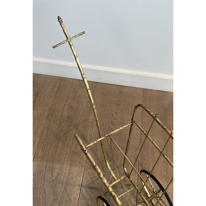 Magazine Rack on Wheels in the Form of a Cart in Faux Bamb | Maison Barrois