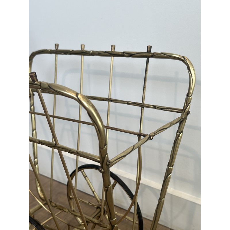 Magazine Rack on Wheels in the Form of a Cart in Faux Bamb | Maison Barrois