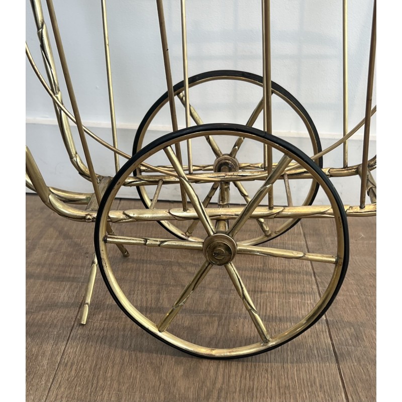 Magazine Rack on Wheels in the Form of a Cart in Faux Bamb | Maison Barrois