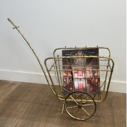 Magazine Rack on Wheels in the Form of a Cart in Faux Bamb | Maison Barrois