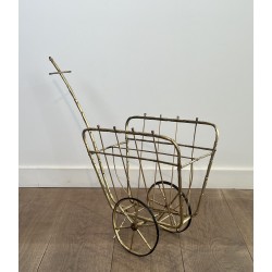 Magazine Rack on Wheels in the Form of a Cart in Faux Bamb | Maison Barrois