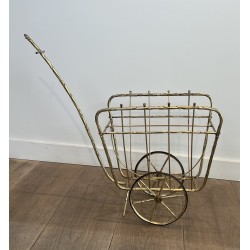 Magazine Rack on Wheels in the Form of a Cart in Faux Bamb | Maison Barrois