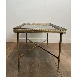Rectangular Coffee Table in Brass with Openwork Gallery, B | Maison Barrois