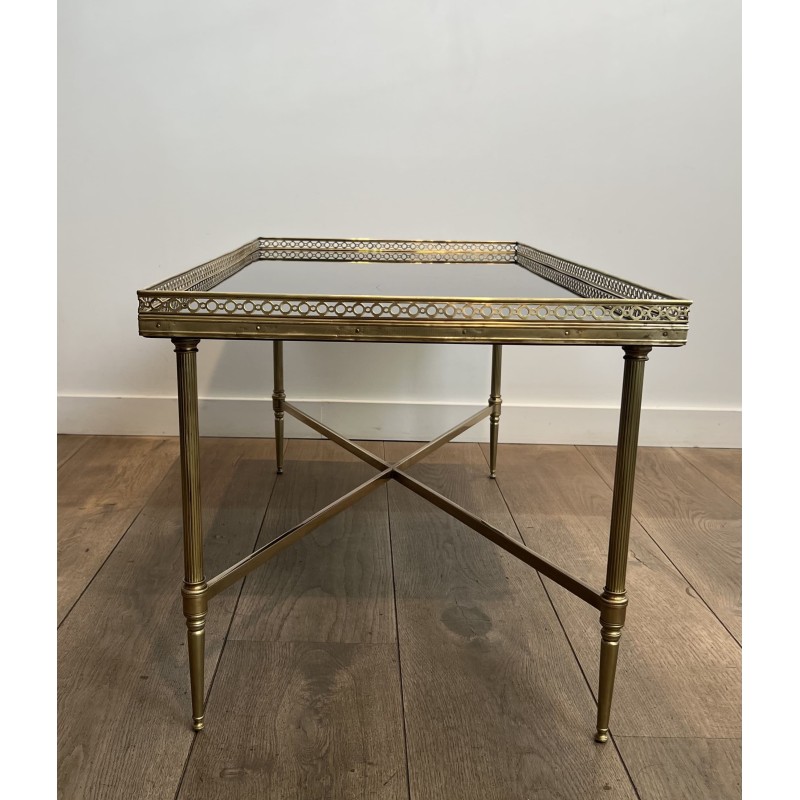 Rectangular Coffee Table in Brass with Openwork Gallery, B | Maison Barrois