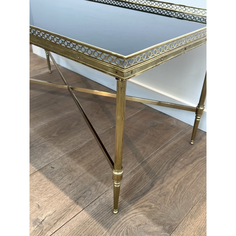 Rectangular Coffee Table in Brass with Openwork Gallery, B | Maison Barrois
