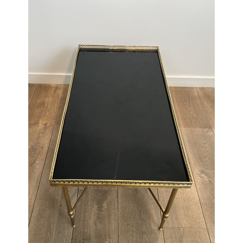 Rectangular Coffee Table in Brass with Openwork Gallery, B | Maison Barrois