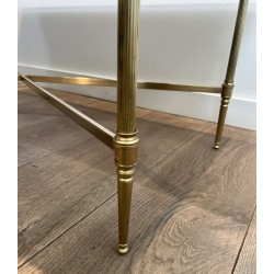Rectangular Coffee Table in Brass with Openwork Gallery, B | Maison Barrois