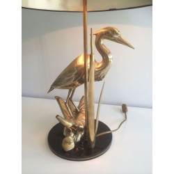 Fine Brass Heron Table Lamp, French Work, circa 1970