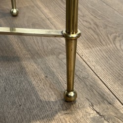 Rectangular Coffee Table in Brass with White Marble Top, X | Maison Barrois