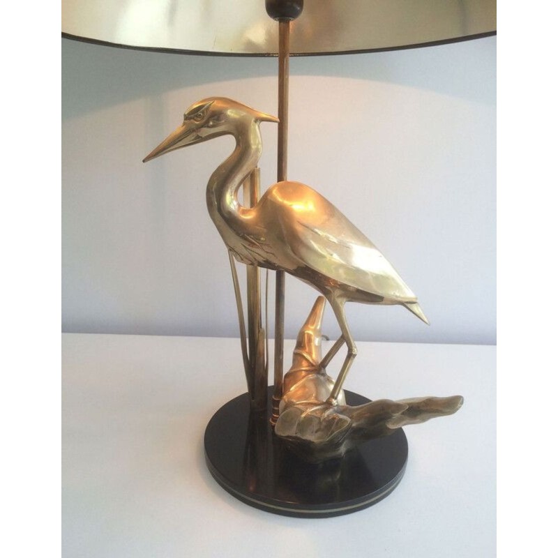 Fine Brass Heron Table Lamp, French Work, circa 1970