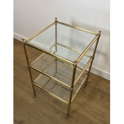Pair of Side Tables in Brass with Three Glass Tiers, Neocl | Maison Barrois