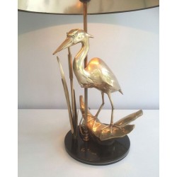 Fine Brass Heron Table Lamp, French Work, circa 1970