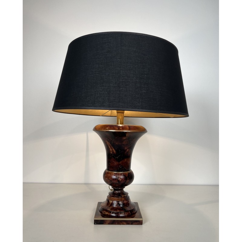 Baluster Table Lamp in Lacquered Shell Marquetry and Gilt | Maison Barrois