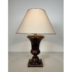 Baluster Table Lamp in Lacquered Shell Marquetry and Gilt | Maison Barrois