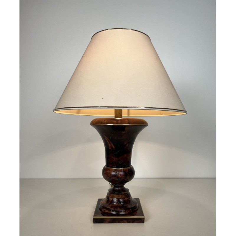 Baluster Table Lamp in Lacquered Shell Marquetry and Gilt | Maison Barrois