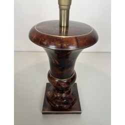 Baluster Table Lamp in Lacquered Shell Marquetry and Gilt | Maison Barrois