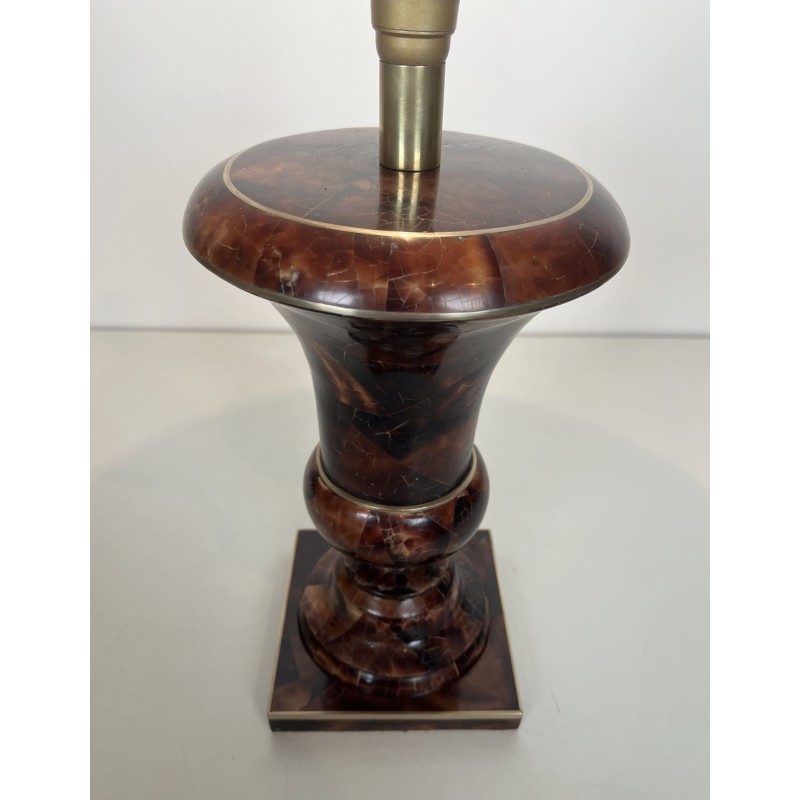 Baluster Table Lamp in Lacquered Shell Marquetry and Gilt | Maison Barrois