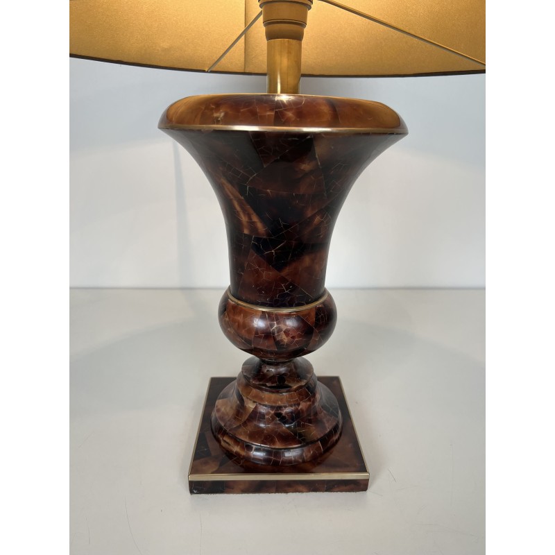 Baluster Table Lamp in Lacquered Shell Marquetry and Gilt | Maison Barrois
