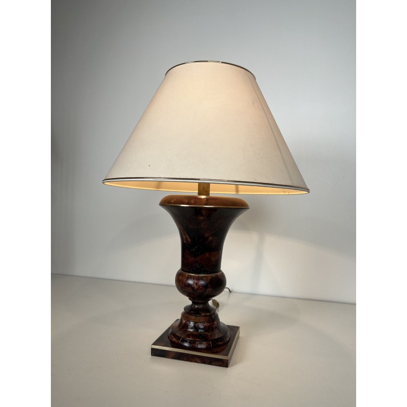 Baluster Table Lamp in Lacquered Shell Marquetry and Gilt | Maison Barrois
