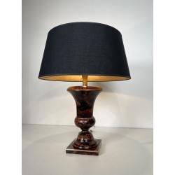 Baluster Table Lamp in Lacquered Shell Marquetry and Gilt | Maison Barrois