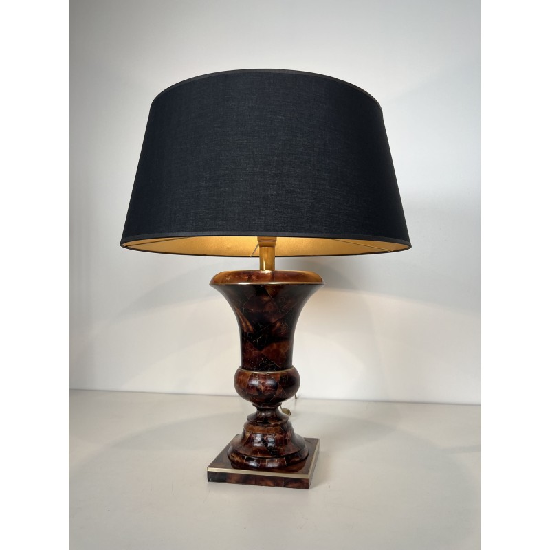 Baluster Table Lamp in Lacquered Shell Marquetry and Gilt | Maison Barrois