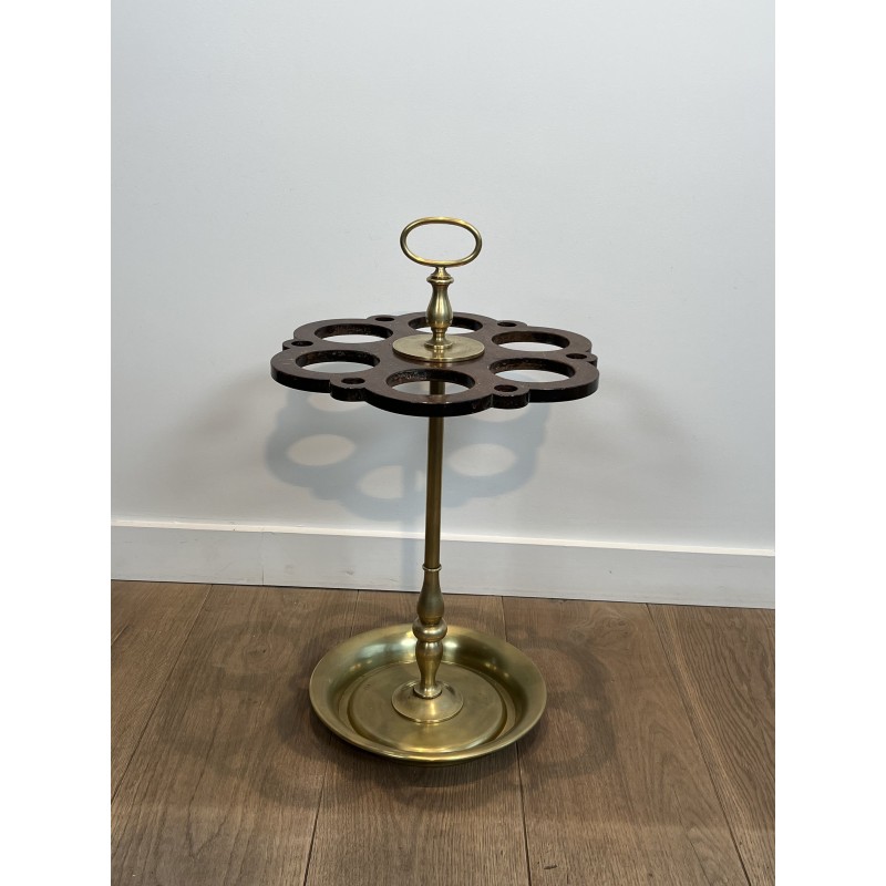 Umbrella Stand (and Cane Stand) in Brass with Openwork Tra | Maison Barrois