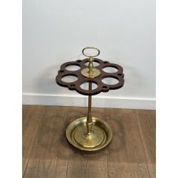 Umbrella Stand (and Cane Stand) in Brass with Openwork Tra | Maison Barrois