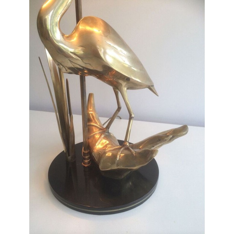 Fine Brass Heron Table Lamp, French Work, circa 1970