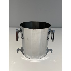 Faceted Cut-Cornered Champagne Bucket in Silvered Metal wi | Maison Barrois