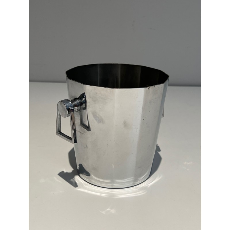Faceted Cut-Cornered Champagne Bucket in Silvered Metal wi | Maison Barrois