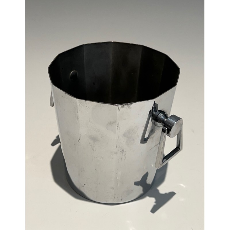 Faceted Cut-Cornered Champagne Bucket in Silvered Metal wi | Maison Barrois