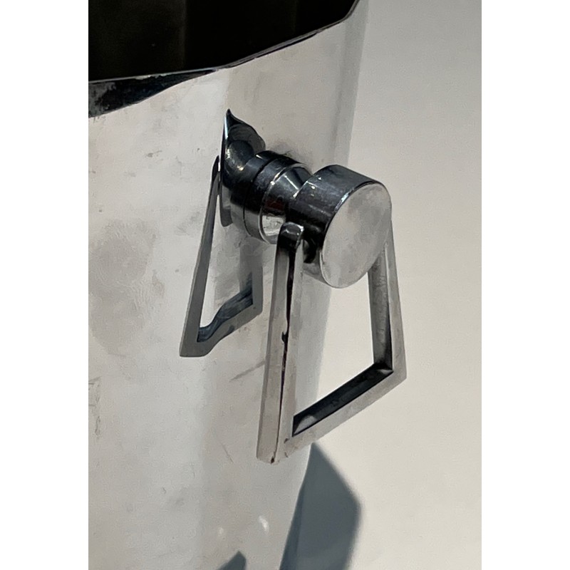 Faceted Cut-Cornered Champagne Bucket in Silvered Metal wi | Maison Barrois