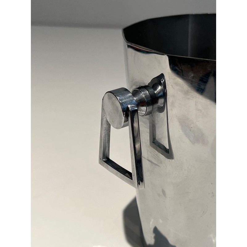 Faceted Cut-Cornered Champagne Bucket in Silvered Metal wi | Maison Barrois
