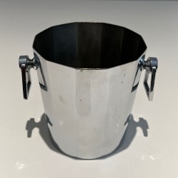Faceted Cut-Cornered Champagne Bucket in Silvered Metal wi | Maison Barrois