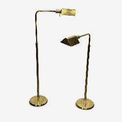 Pair of Brass Floor Reading Lamps with Adjustable Height a | Maison Barrois