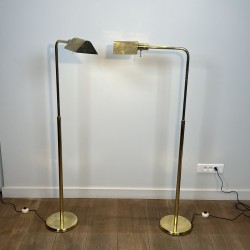 Pair of Brass Floor Reading Lamps with Adjustable Height a | Maison Barrois