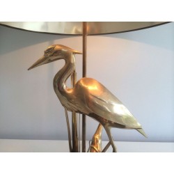 Fine Brass Heron Table Lamp, French Work, circa 1970