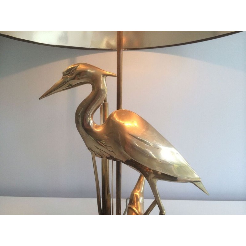 Fine Brass Heron Table Lamp, French Work, circa 1970