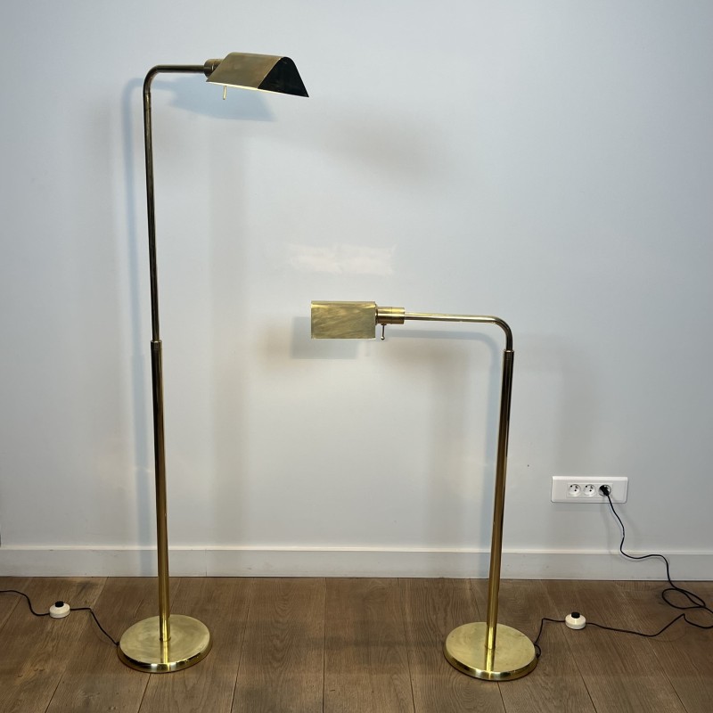 Pair of Brass Floor Reading Lamps with Adjustable Height a | Maison Barrois