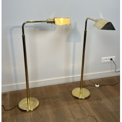 Pair of Brass Floor Reading Lamps with Adjustable Height a | Maison Barrois