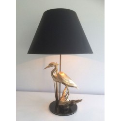 Fine Brass Heron Table Lamp, French Work, circa 1970